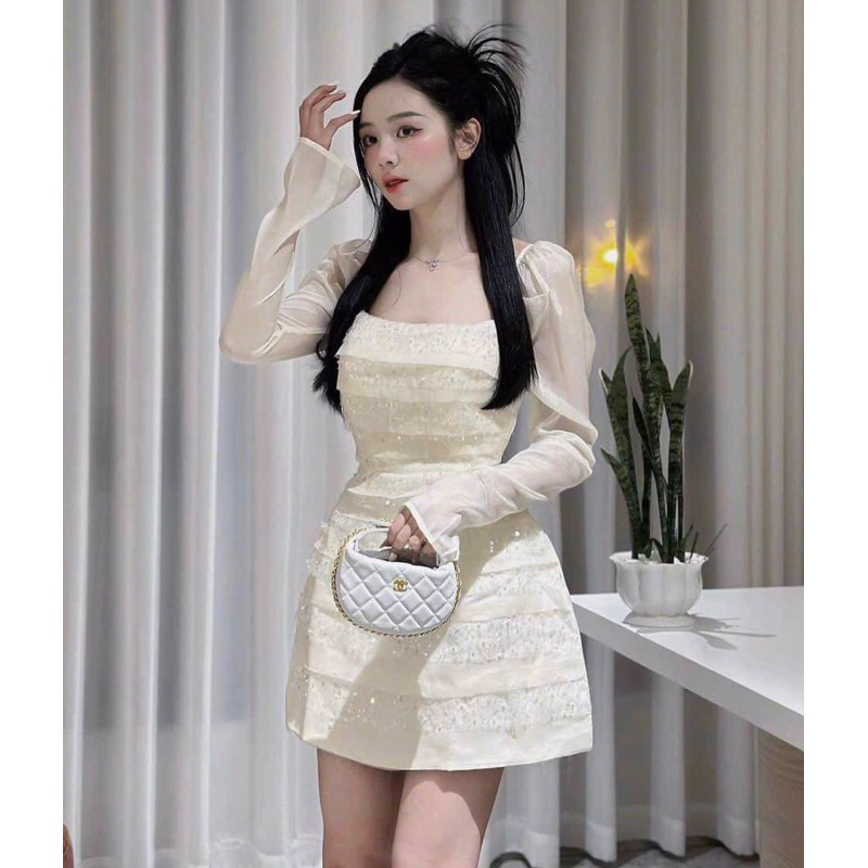 Váy Kim Sa phối Tafa tay tơ .