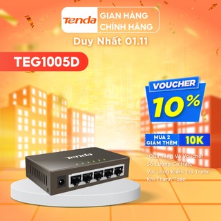 Tenda Bộ chia mạng Switch TEG1005D 5 cổng Ethernet 1000Mbps
