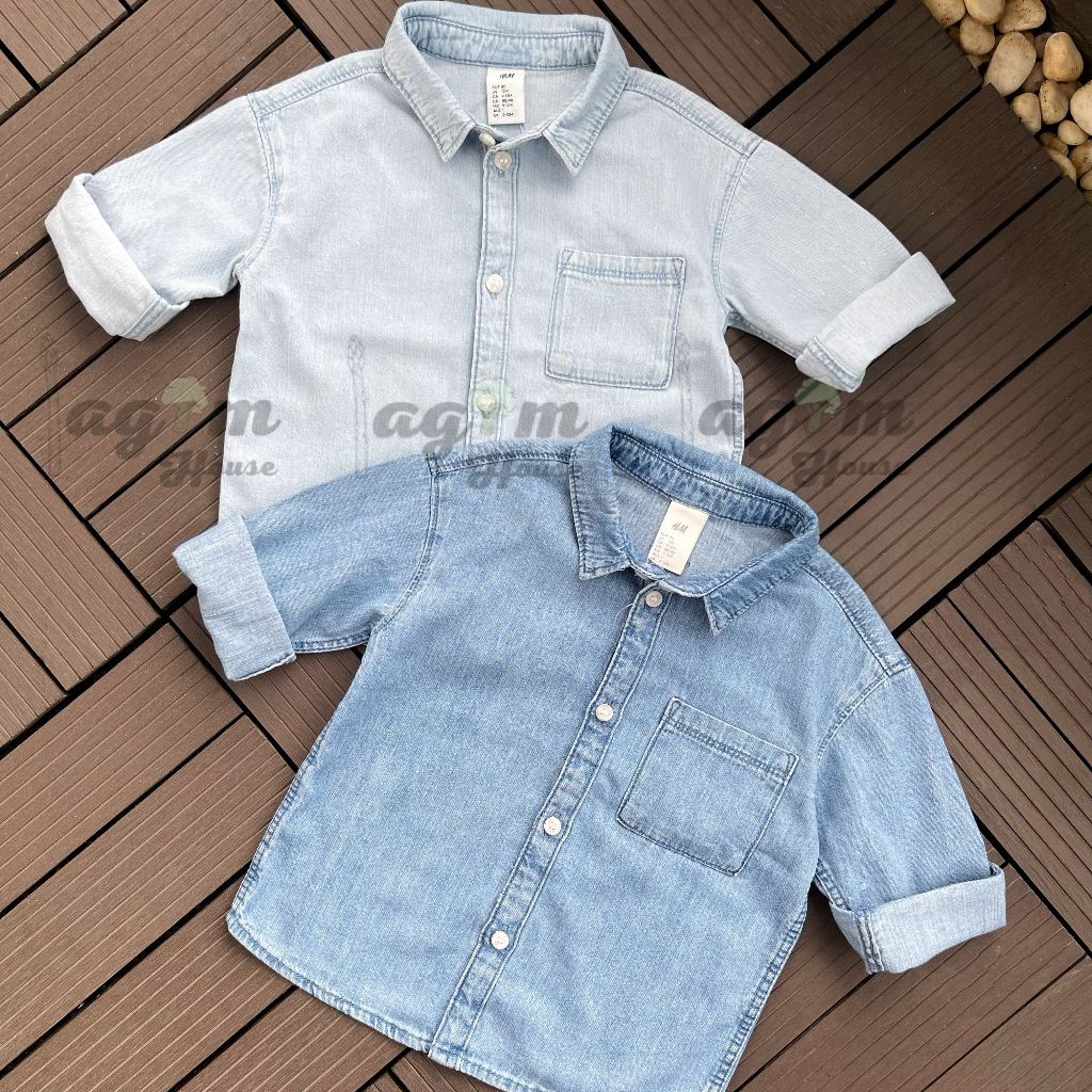 Áo sơ mi jean bò HM cho bé trai 8-18kg - Lagim House