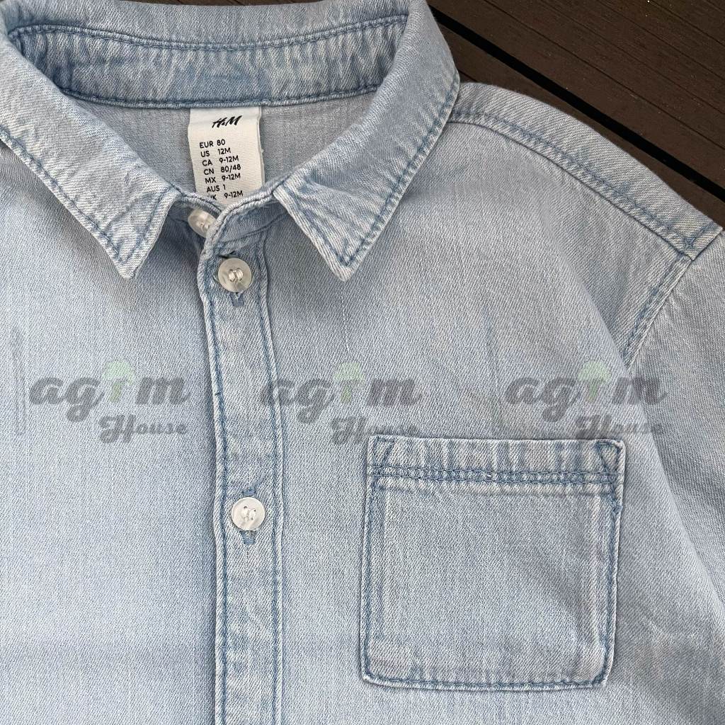 Áo sơ mi jean bò HM cho bé trai 8-18kg - Lagim House