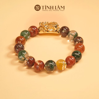 TINH LÂM Vòng Tay Phong Thủy Đá Ưu Linh Ngũ Sắc - Charm Tỳ Hưu