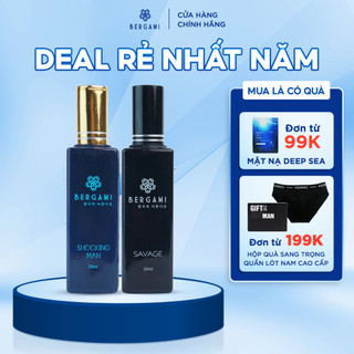 Combo Nước Hoa Nam Thơm Lâu Bergami Savage và Shocking Man, Nước Hoa Chính Hãng Mùi Hương Nam Tính, Lưu Hương 6H 35ml