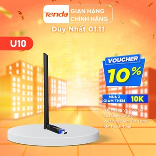 Tenda USB kết nối Wifi U10 chuẩn AC tốc độ 650Mbps - Hãng phân phối chính thức