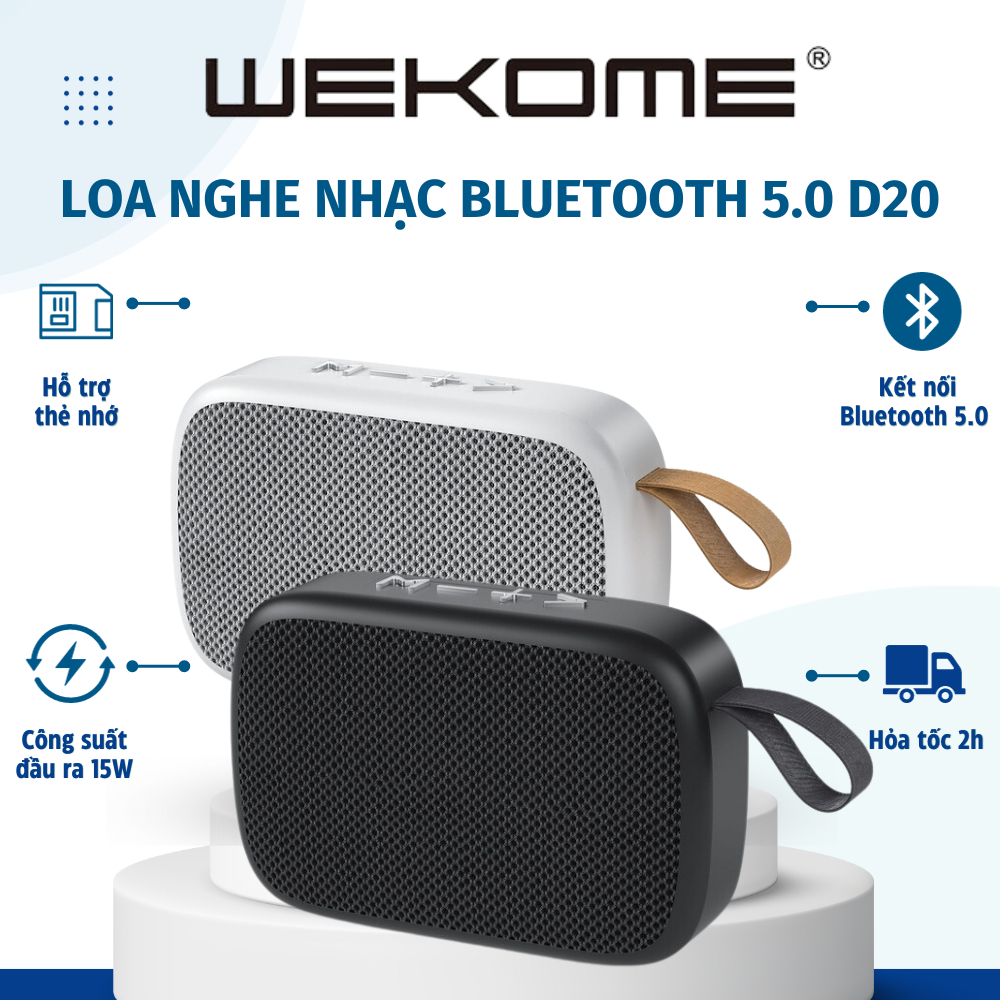 [CHÍNH HÃNG] Loa Nghe Nhạc Bluetooth 5.0 Wekome  Loa Gắn Thẻ Nhớ Và USB Màu đen