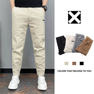 Quần baggy nhung tăm nam thể thao co giãn 4 chiều, quần nỉ nam cạp chun phối túi trước thu đông phong cách hàn quốc B080