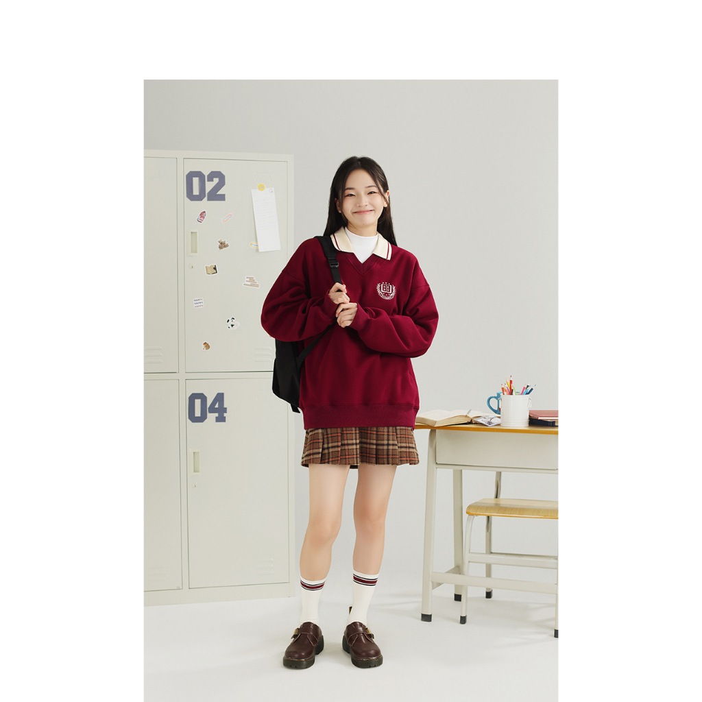 Áo DESUU SWEATER dáng rộng cổ phối in hình by The Camellia Studio