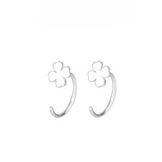 Khuyên tai bạc nữ TWINKLE TIME móc cỏ bốn lá trơn basic TT251