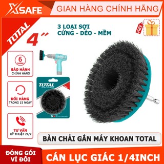 Bàn chải gắn máy khoan TOTAL cán lục giác 1/4inch, 3 loại sợi cứng, dẻo, mềm tùy chọn - Chính hãng