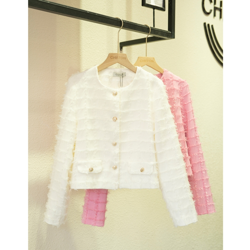 Áo dạ tweed lông thời trang nữ cao cấp Chiffon