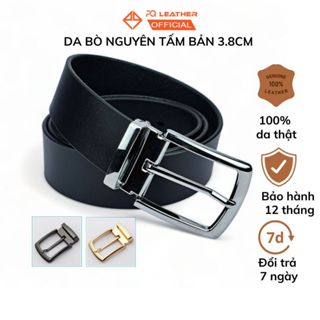 Thắt lưng nam da bò nguyên tấm khóa cài bản 3.8cm màu đen thương hiệu PQ Leather PL19 bảo hành 12 tháng