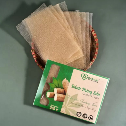 Bánh Tráng Sắn Caromi - Đặc sản Quảng Nam - Giàu xơ 0 fat, giảm cân eatclean ăn kiêng ăn chay tiểu đường, Hộp 200g