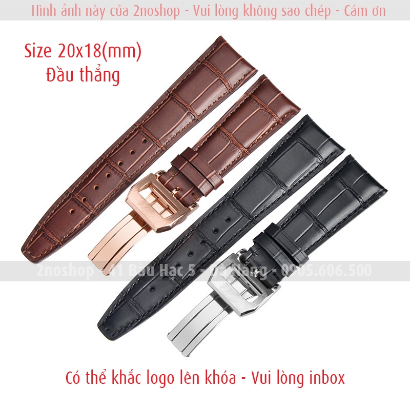 Dây da bò size 20mm 22mm khóa gập 1 bên cho đồng hồ Bồ Đào Nha IWC Portuguese khắc logo Orient Star Hamilton Seiko D2314