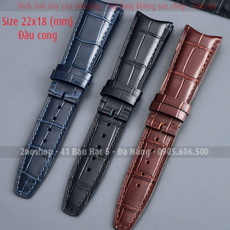 Dây da bò size 20mm 22mm khóa gập 1 bên cho đồng hồ Bồ Đào Nha IWC Portuguese khắc logo Orient Star Hamilton Seiko D2314