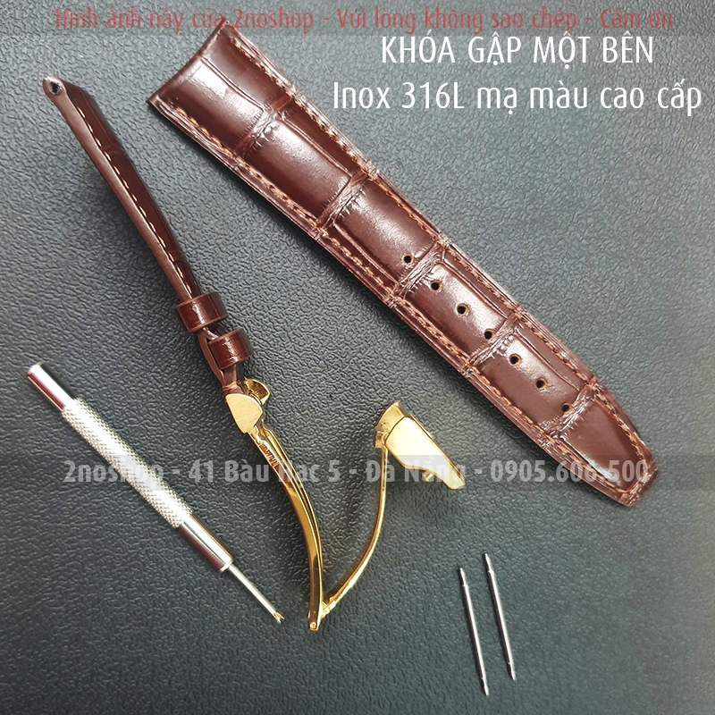 Dây da bò size 20mm 22mm khóa gập 1 bên cho đồng hồ Bồ Đào Nha IWC Portuguese khắc logo Orient Star Hamilton Seiko D2314