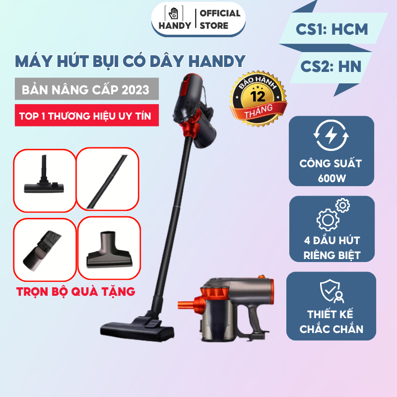 Máy hút bụi cầm tay DELADEP công suất 600W công suất siêu mạnh, cải tiến thế hệ mới,máy cầm tay 3 đầu hút MHB06