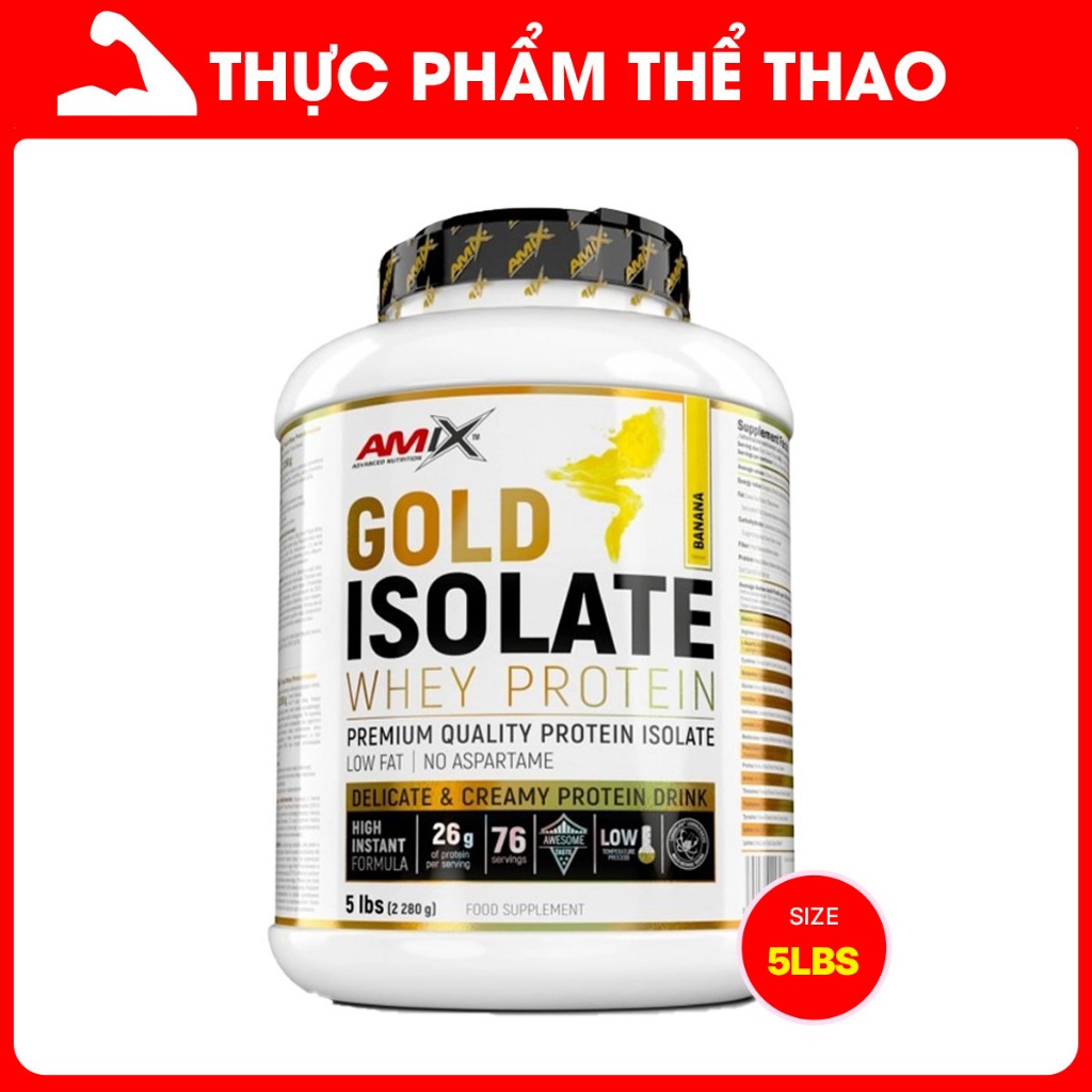 Sữa Hỗ Trợ Tăng Cơ Bắp Amix Gold Isolate Whey Protein- Hộp 5 Lbs - Hàng Chính Hãng
