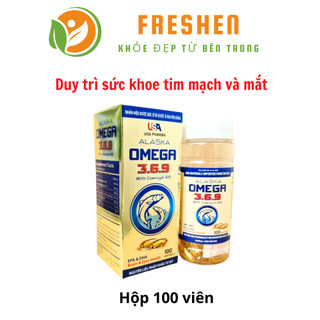 Dầu cá Alaska omega 369 Dùng cho người bị mắc bệnh tim mạch, cao huyết áp, xơ vữa động mạch 100 viên