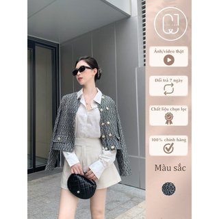 Áo vest dạ tweed đen phối cúc Cây Leo Design thanh lịch quý phái Min6915