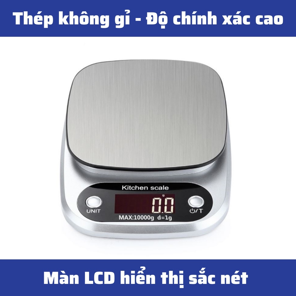 Cân tiểu ly điện tử nhà bếp mini định lượng 1g - 5kg làm bánh độ chính xác cao kèm 2 viên pin AAA-KHANHLY