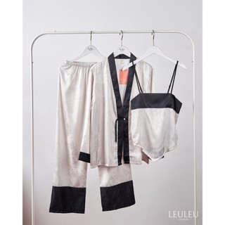 PYJAMA LỤA CAO CẤP MÀU TRƠN VIỀN ĐEN SANG TRỌNG LEULEU.LINGIERE