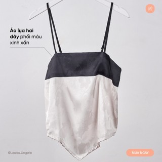 PYJAMA LỤA CAO CẤP MÀU TRƠN VIỀN ĐEN SANG TRỌNG LEULEU.LINGIERE