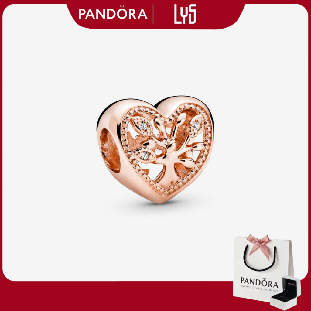 Charm bạc S925 Openwork Family Tree Heart Charm 1438
