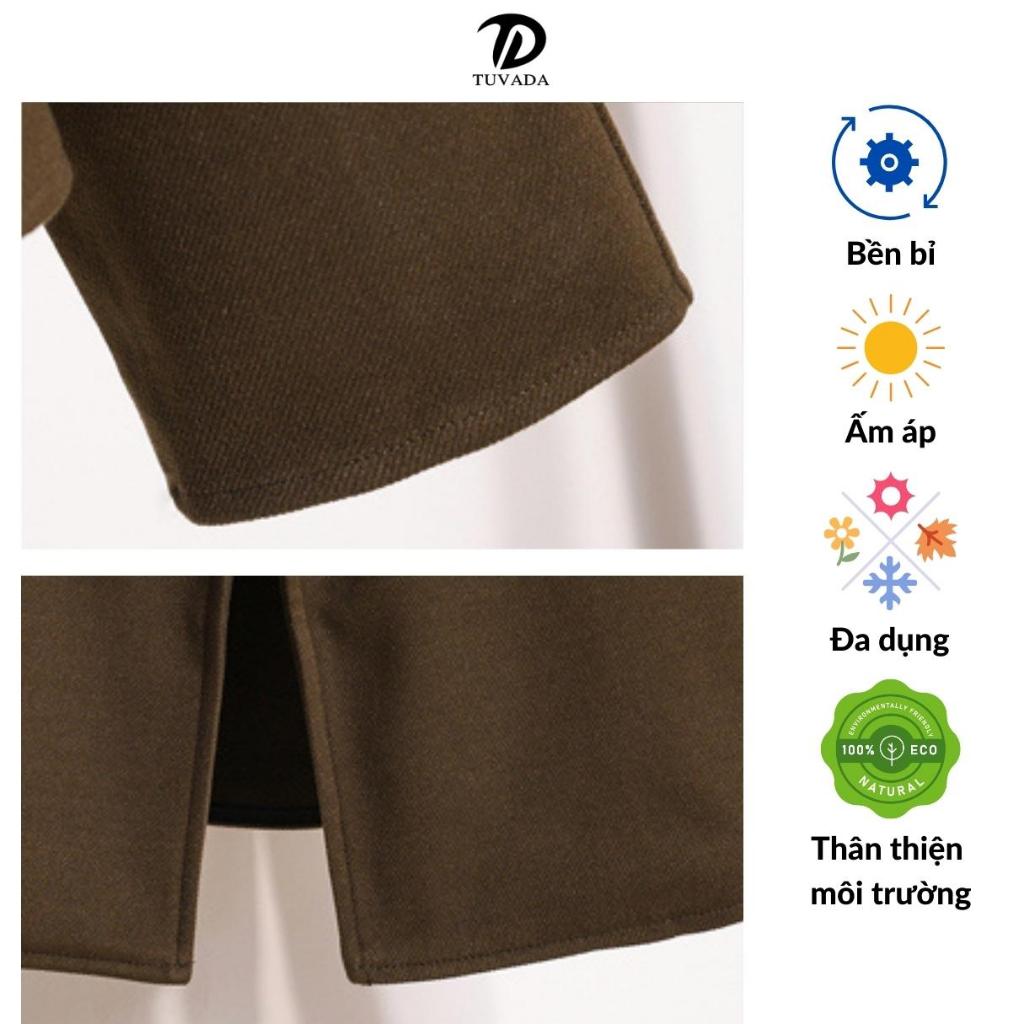 Áo khoác dạ kèm chân váy xòe Tuvada, set dạ cao cấp tôn dáng, sét dạ retro thời thượng - ADN71