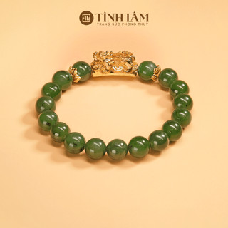 Tinh lâm vòng tay phong thủy đá phật ngọc - charm tỳ hưu