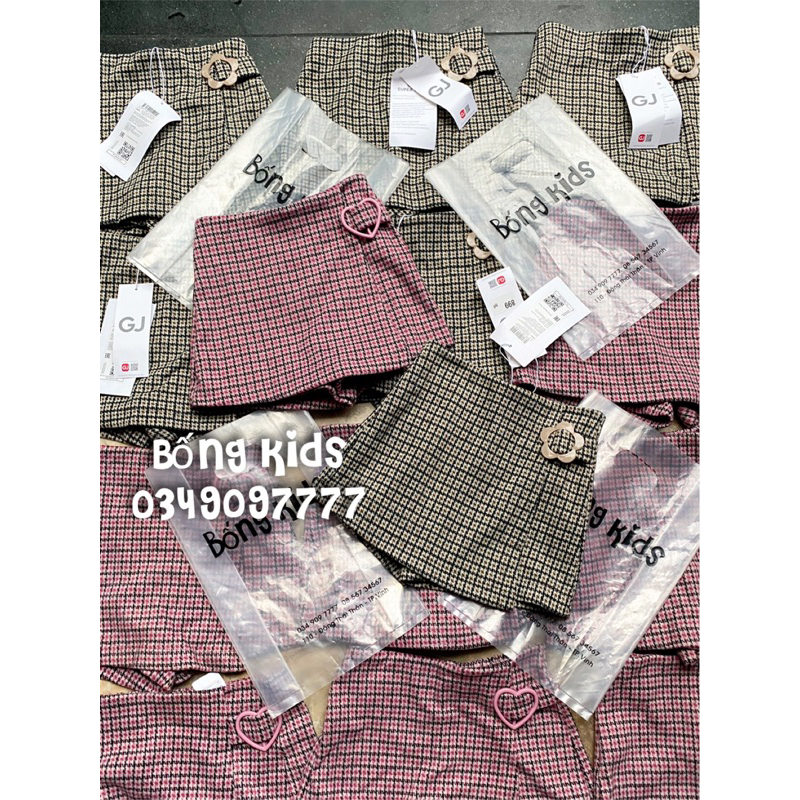 Chân Váy Dạ Bé Gái Kẻ Zizac GÊ