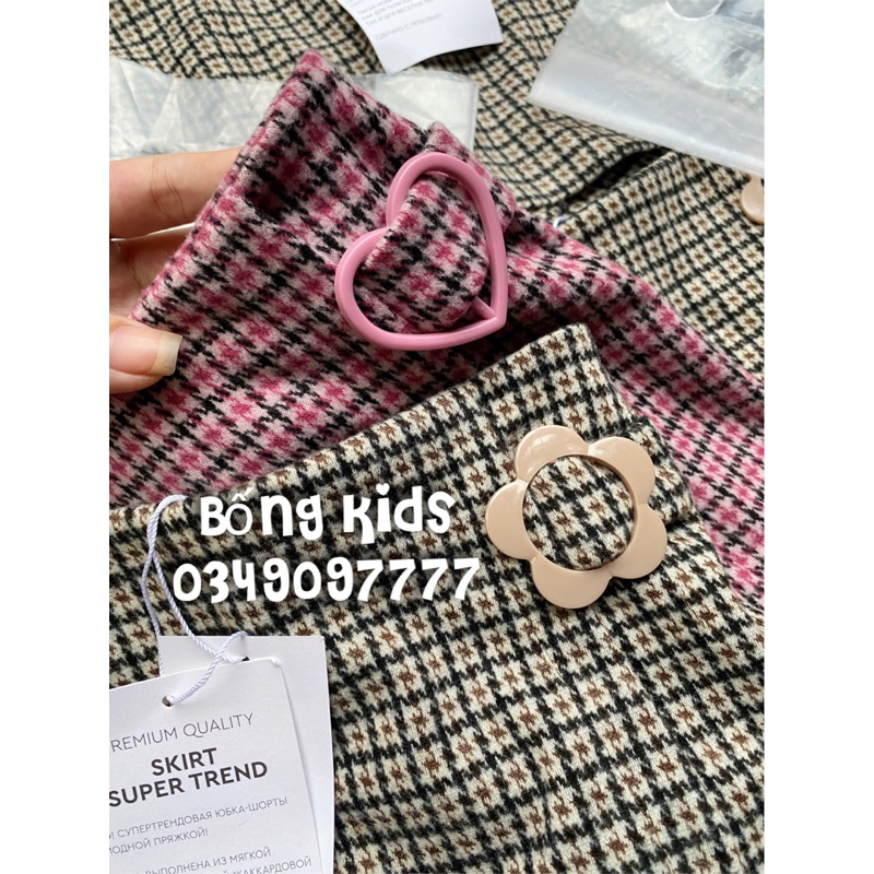 Chân Váy Dạ Bé Gái Kẻ Zizac GÊ