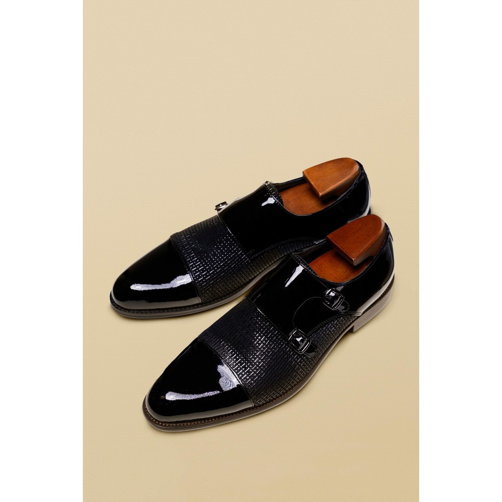 GIÀY DA NAM ADAM STORE MONK STRAP ĐEN DA BÓNG GTX0011D