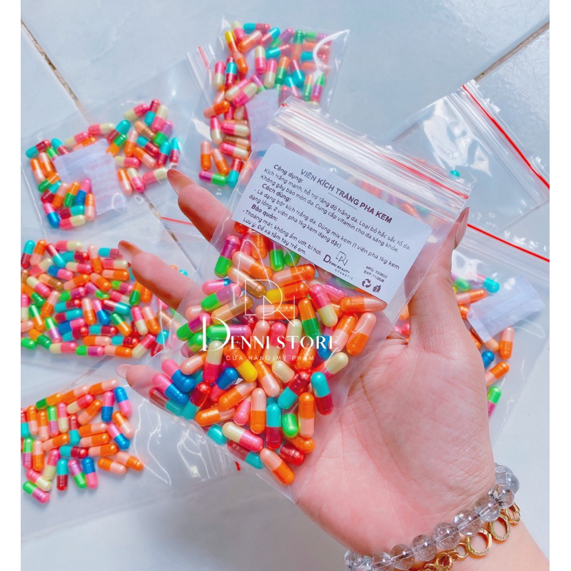 Túi zip 100 viên cấy kích trắng cực mạnh pha kem