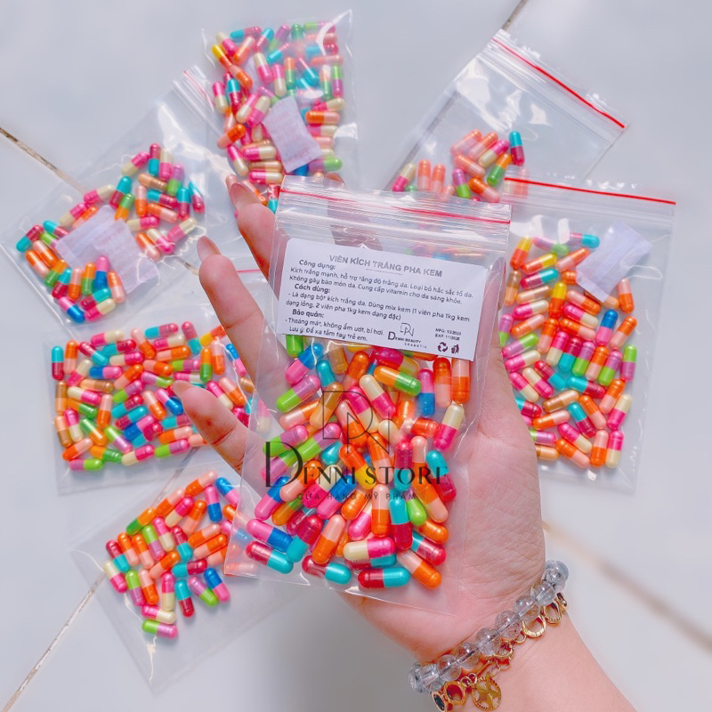 Túi zip 100 viên cấy kích trắng cực mạnh pha kem
