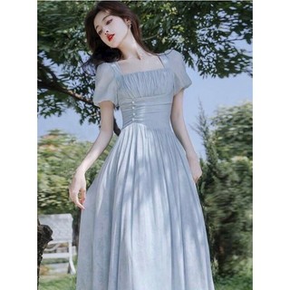 ĐẦM XẾP LY NGỰC NHÚNG EO PHỐI KIỂU NÚT