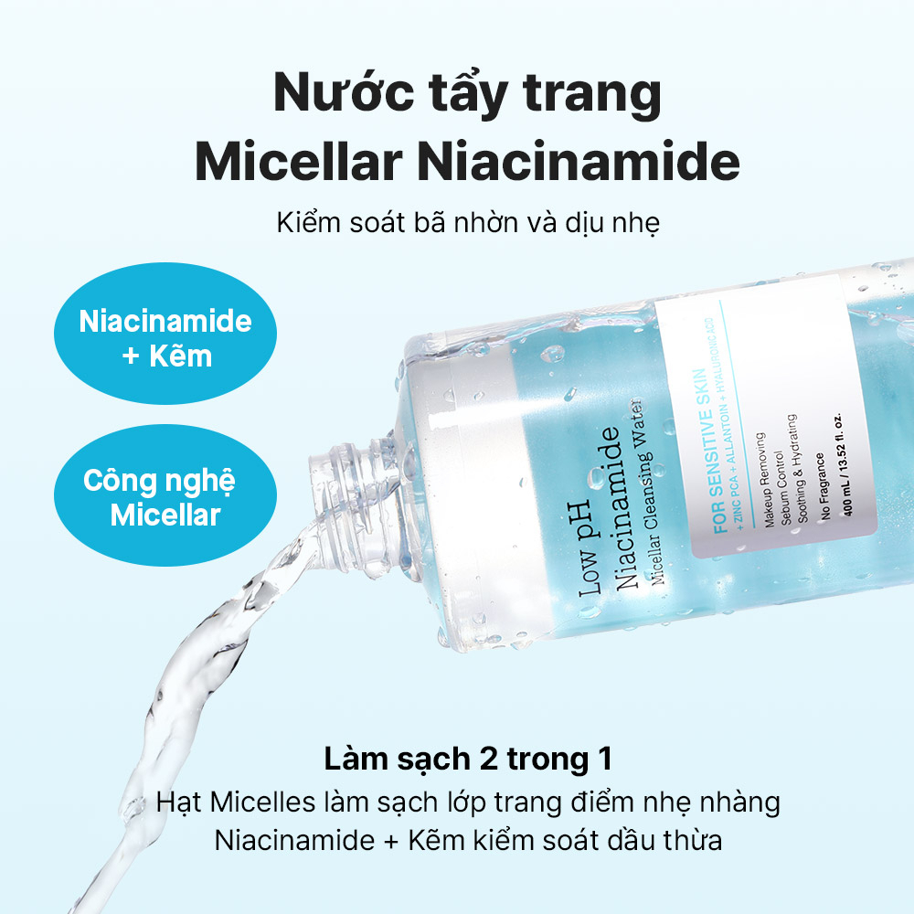 Nước tẩy trang Low pH Niacinamide Micellar Cleansing Water