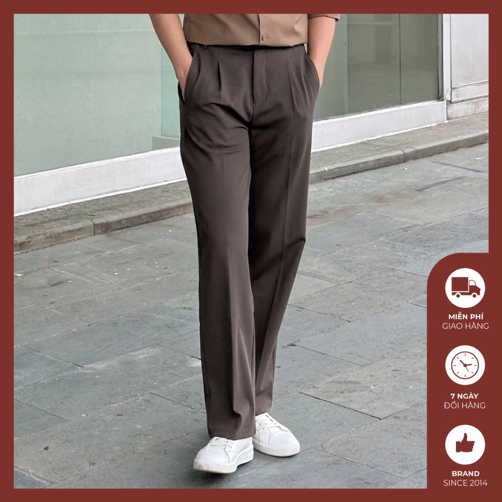 Quần vải nam ống đứng Độc menswear lưng thun hai bên, vải kate co giãn nhẹ thiết kế gập ly dọc quần - QV172