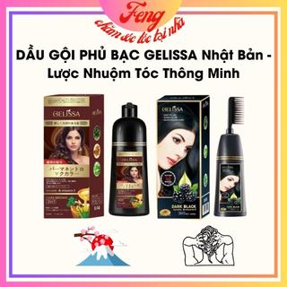 Dầu gội phủ bạc thảo dược có lược tóc GELISSA nhật bản dùng cho người cao tuổi, mọi lứa tuổi đen nâu