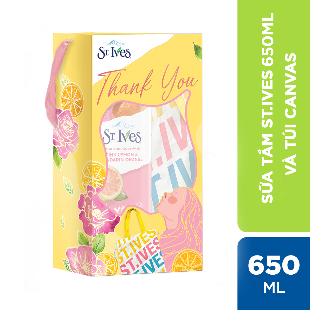 [GIFT BOX] SỮA TẮM DƯỠNG DA ST.IVES 650ML+TUI CANVAS