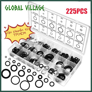 Bộ 225 chiếc vòng chữ o cao su nitrile màu đen có hộp, vòng đệm dầu các loại vòng đệm vòng đệm ống nước