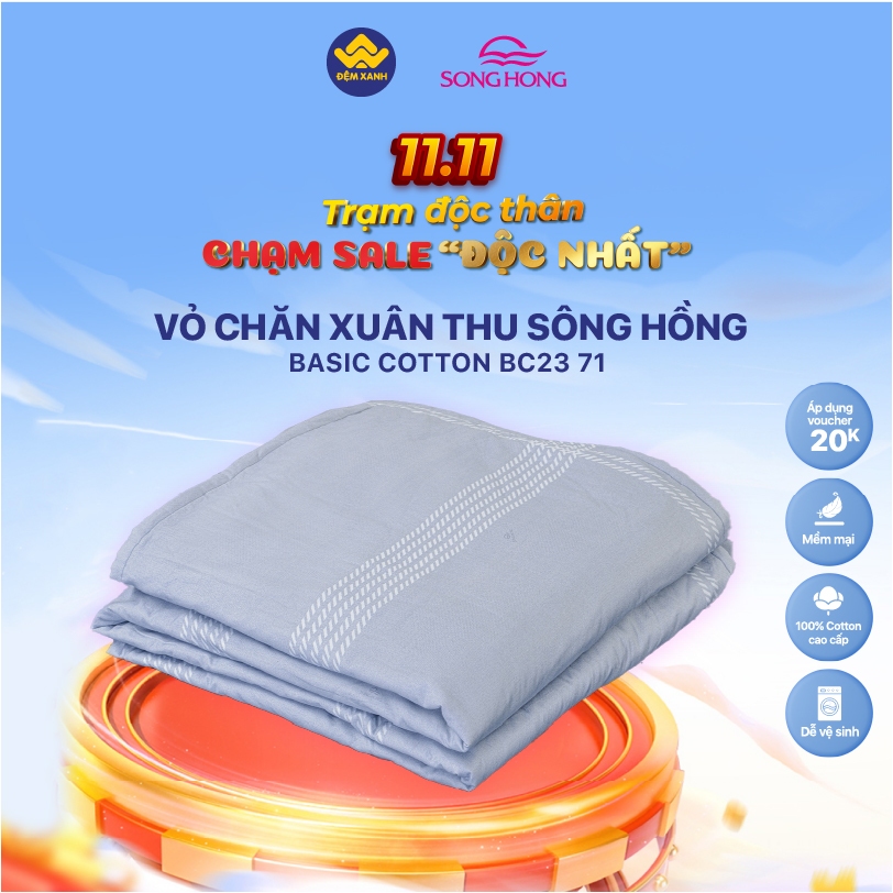 Vỏ chăn xuân thu Sông Hồng Basic cotton mẫu mới 2023-2024