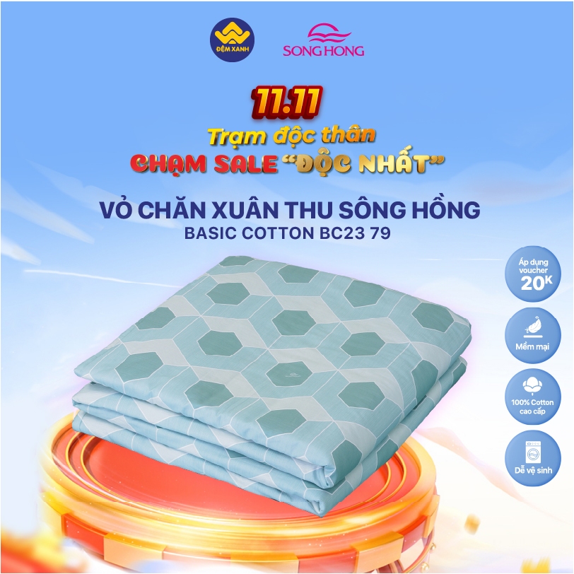 Vỏ chăn xuân thu Sông Hồng Basic cotton mẫu mới 2023-2024