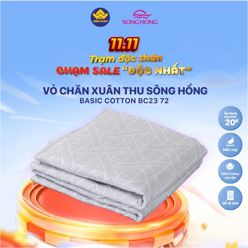 Vỏ chăn xuân thu Sông Hồng Basic cotton mẫu mới 2023-2024