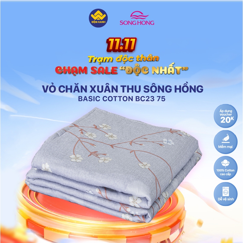 Vỏ chăn xuân thu Sông Hồng Basic cotton mẫu mới 2023-2024