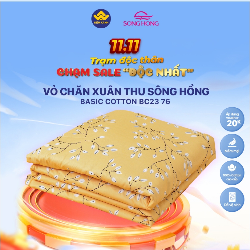 Vỏ chăn xuân thu Sông Hồng Basic cotton mẫu mới 2023-2024