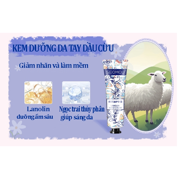 SET QUÀ TẶNG HỘP 5 TUÝP Kem dưỡng da tay SEOMOU dưỡng ẩm chống khô da hàng nội địa Trung Bigsalemart M33