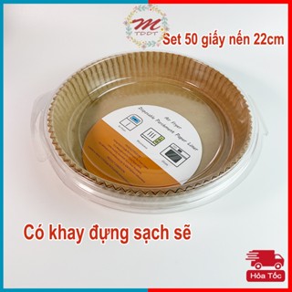 Set 50 Tờ Giấy Nến Vàng Hình Tròn Cho Nồi Chiên Không Dầu, Giấy Nến Làm Bánh, Lót Thực Phẩm - MTDDT