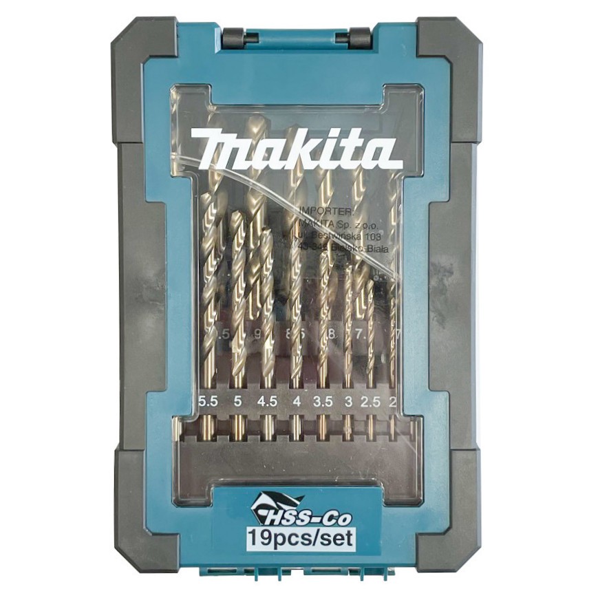 Bộ mũi khoan Inox, sắt, thép chuôi tròn Makita D-67561- 19 chi tiết