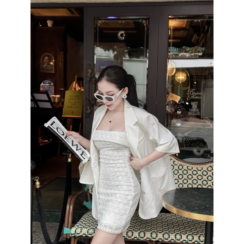 ĐẦM REN 2 DÂY + ÁO VEST - J05210