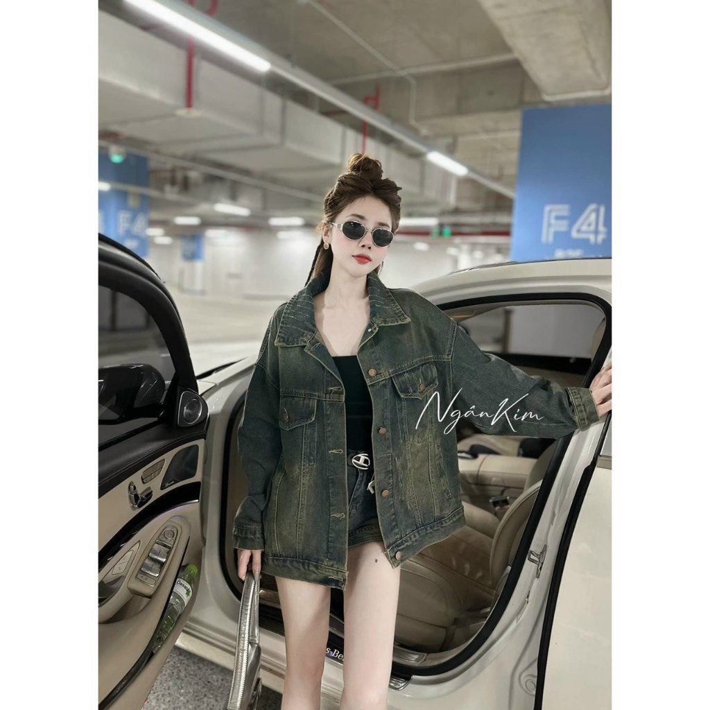 Áo khoác bò denim Unisex màu xanh wash rêu cá tính - Retrostyle.vn
