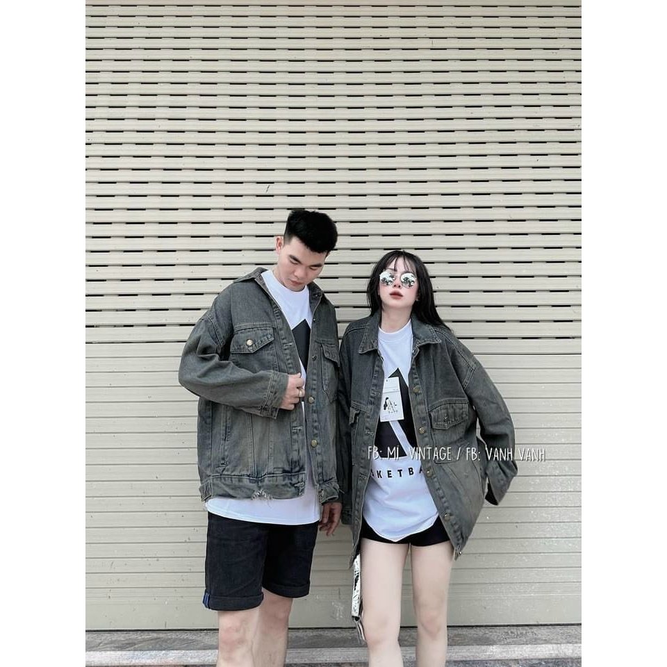 Áo khoác bò denim Unisex màu xanh wash rêu cá tính - Retrostyle.vn